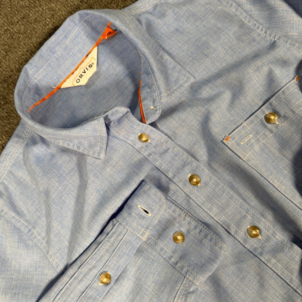 Orvis Mens Blue Long Sleeve Button Down Shirt 2PNA 44930 Size M #4630